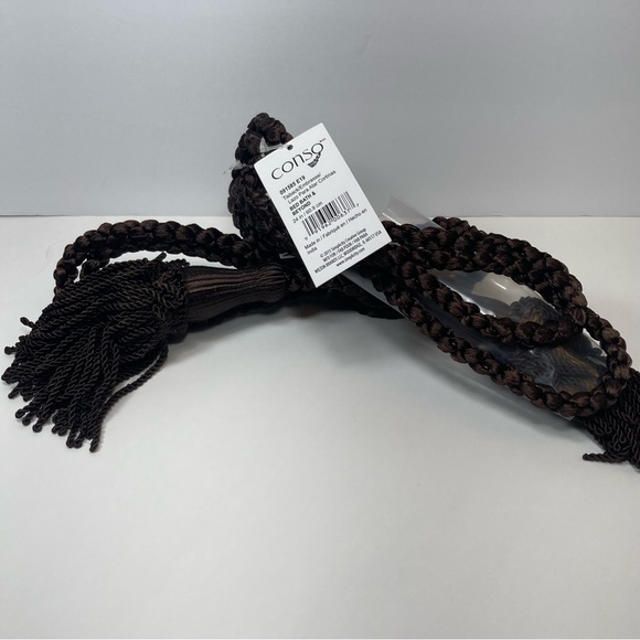 Brown Drapery Curtain Chair Tie Back 24" with 5.5" Tassel Set of 2 Conso - Picture 3 of 13